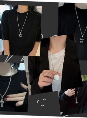 men necklace stainless steel Necklace Women Men Simple Long1
