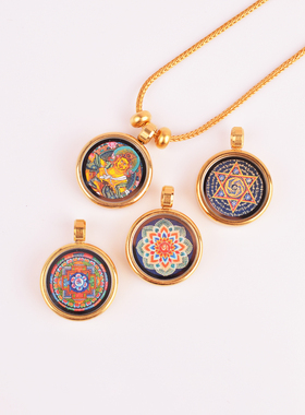 情侣求财礼物古法项链烧蓝沙金