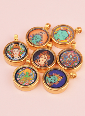 手绘财神眼白度母手编挂件藏式