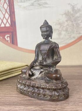 古玩铜器复古药师佛药王菩萨佛像佛具用品家居供奉摆件饰品摆件