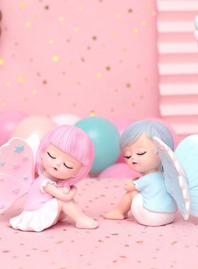 摆可爱烘焙之翼女孩蛋糕货车天使