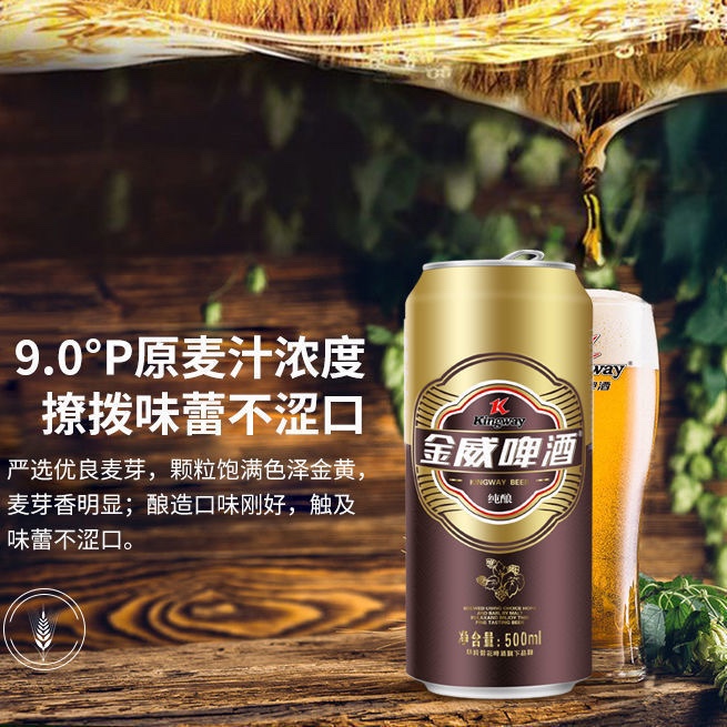 雪花啤酒旗下 金威（Kingway）啤酒纯酿500ml×24罐 - 图1