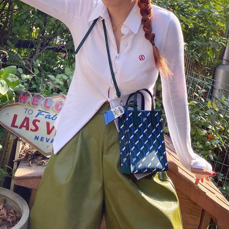 韩国ROSA.K泫雅同款琴谱包轻奢高级女包手提斜挎手机包绿色包包-图0