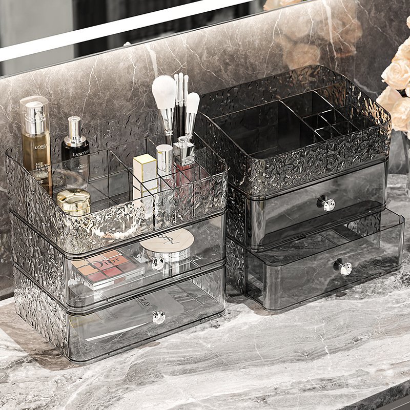 化妆品收纳盒桌面高级感梳妆台防尘护肤品口红亚克力抽屉式置物架 - 图1