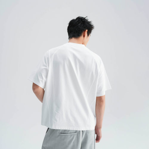 AWT 26SS 〔乱麻肌理〕简约素色休闲宽松插肩袖TEE短袖T恤男女 - 图2