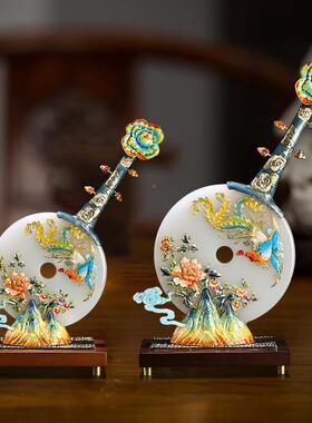 然珐山琅彩香凤鸣平安扣摆件玄天玉石装饰品客厅关电视柜CF-06222