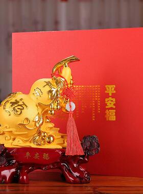 厂家平安保险开门红平安福绒沙金葫芦摆件商务馈赠礼品定制
