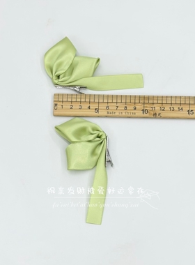 小版深蓝色立体蝴蝶结发夹短飘带头饰杜言她同款发饰侧扎耳朵发卡
