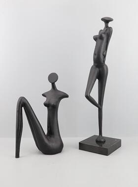 欧0451式创金抽意象人物雕塑艺术摆电视柜样板间客厅家居软件装饰