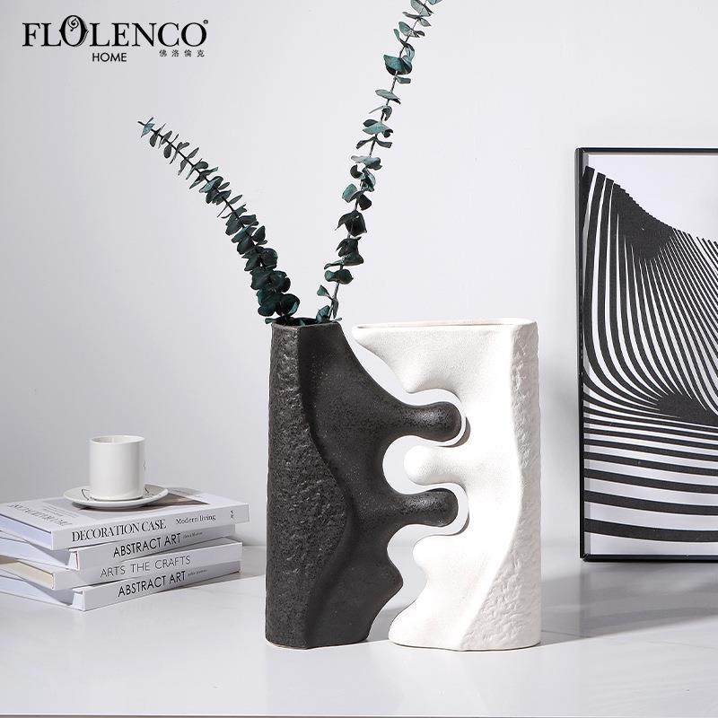 创意极简家居黑白合流线FHE组器陶瓷花样板房客厅桌餐干花瓶装饰,淘宝优惠券,粉丝福利购,淘宝优惠卷