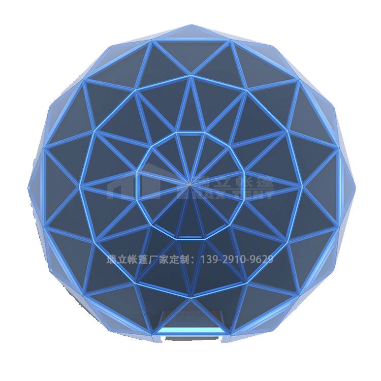 厂家外销隔热玻璃星空房蓝色尖顶桃形帐篷野奢帐篷酒店 - 图3