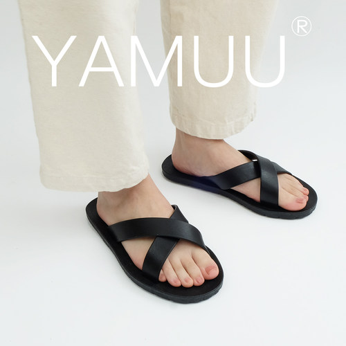 YAMUU/吖木泰国进口 防滑防水不臭脚外穿沙滩居家浴室情侣拖鞋男 - 图0