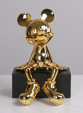 电镀坐姿米奇摆件售楼处样板房软装饰品创意儿童房米老鼠卡通摆设