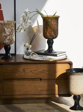 新品高脚法式风灯烛台两用玻璃花瓶复古风软装家居花器摆件