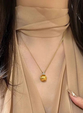 拉丝小金豆项链女新款轻奢小众设