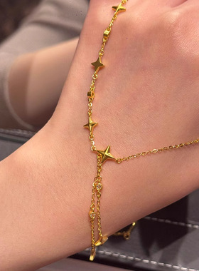 金色四角芒星流苏项链轻奢小众百
