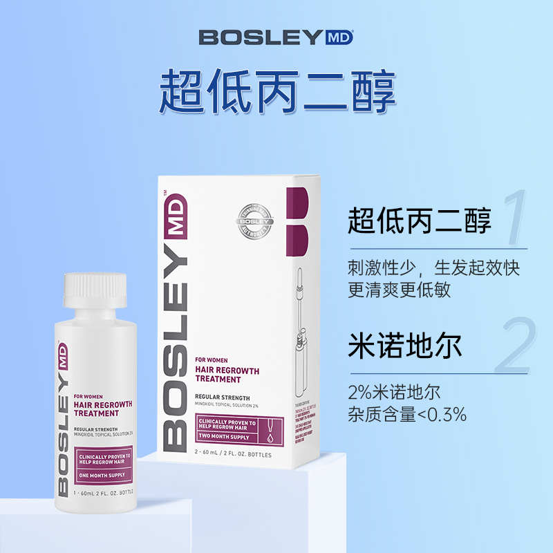 BosleyMD美国进口米诺地尔生发液女性小白管治脱育发生发60ml