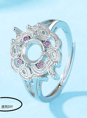 活口玉石镶嵌女款戒面s925蜜蜡