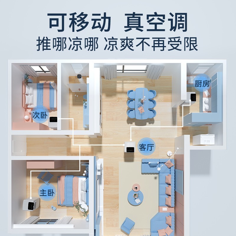 志高可移动空调冷暖一体机单冷便携式免安装无外机厨房制冷小型