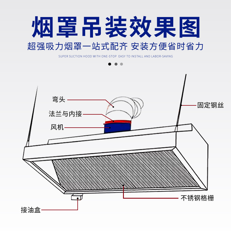 抽油烟机商用小型饭店大吸力排烟罩农村土灶直排净化器环保一体机 - 图1