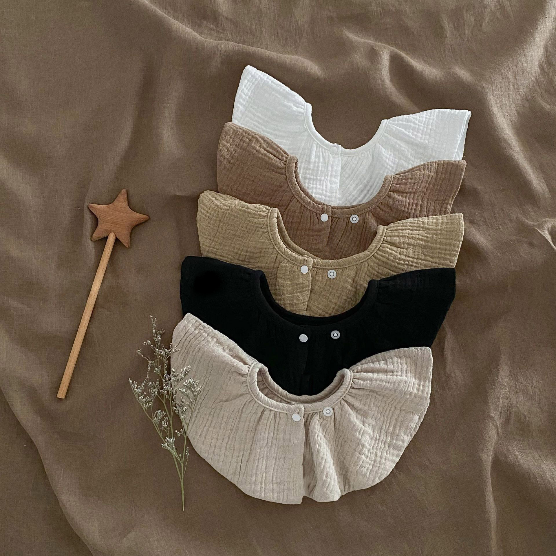 Summer pure cotton gauze baby saliva towel baby bib bib enlarged lace saliva bag children's petal bib