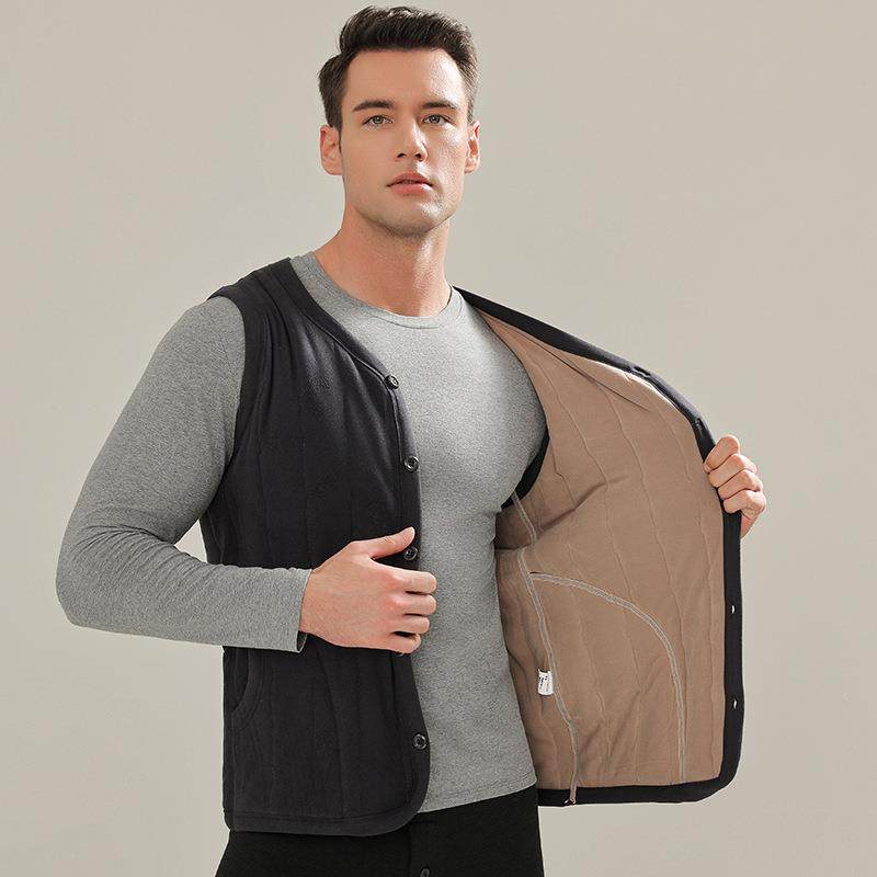 秋冬季羊毛绗缝保暖马甲男款加厚加绒大码男士保暖背心中老年马夹,淘宝优惠券,粉丝福利购,淘宝优惠卷