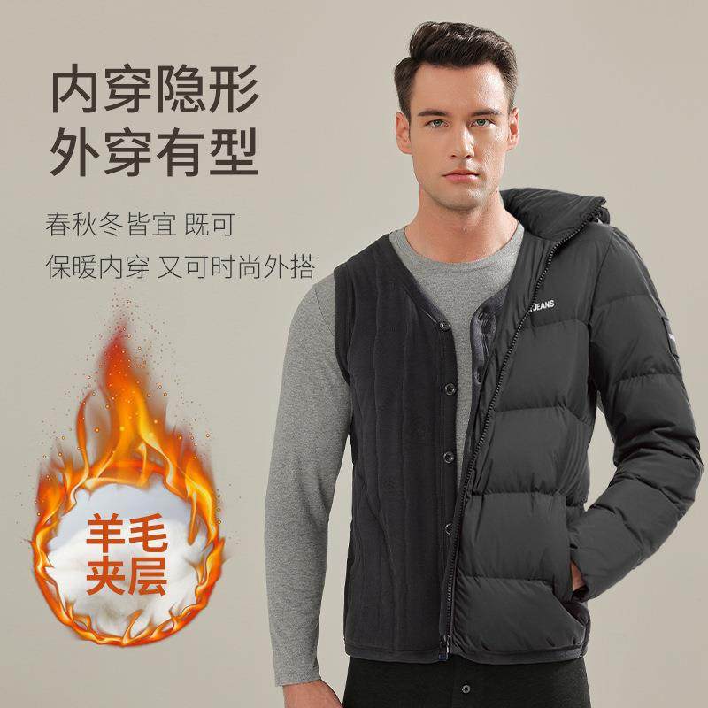 秋冬季羊毛绗缝保暖马甲男款加厚加绒大码男士保暖背心中老年马夹,淘宝优惠券,粉丝福利购,淘宝优惠卷