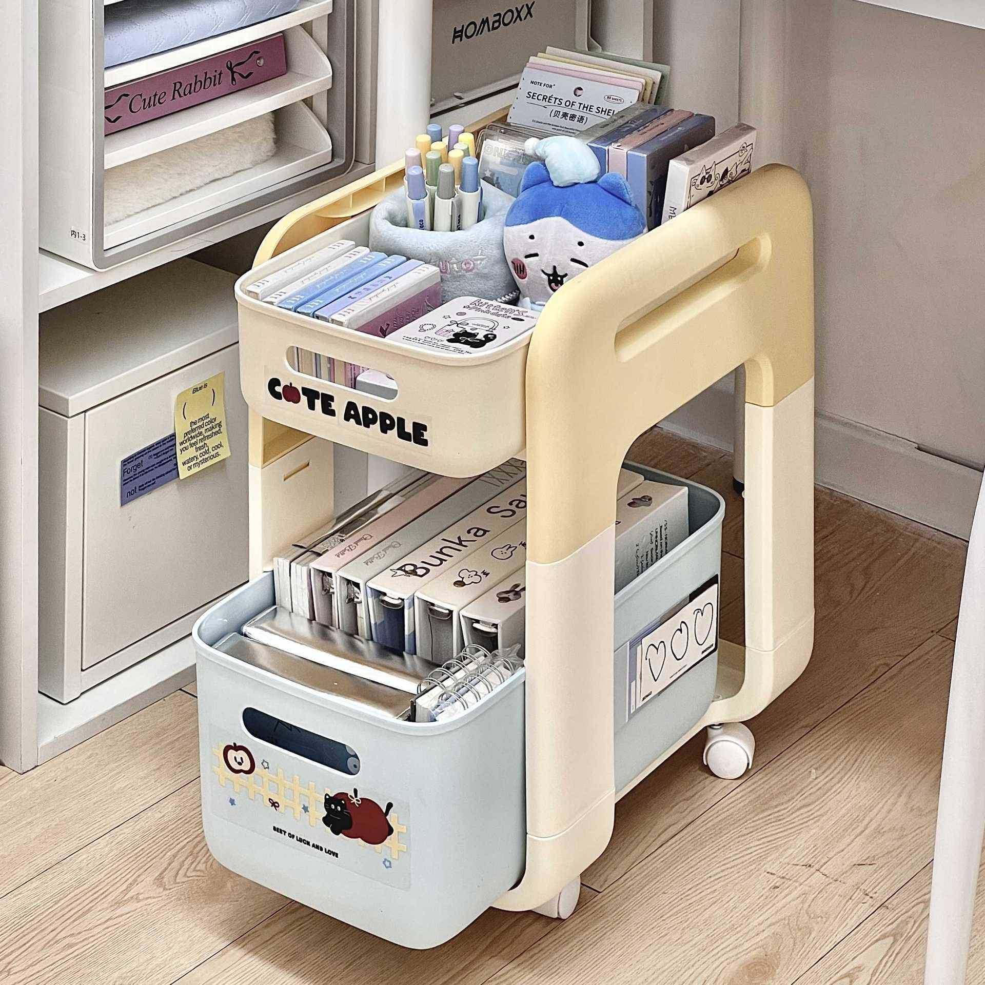 小推车置物架办公室学生放书包架桌下书架办公桌收纳柜工位收纳架,淘宝优惠券,粉丝福利购,淘宝优惠卷