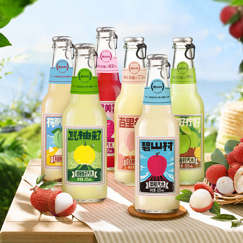 碧山村荔枝青柠蜂蜜柚子梅子白桃果汁气泡饮料汽水0脂肪225ml*6瓶 - 图3