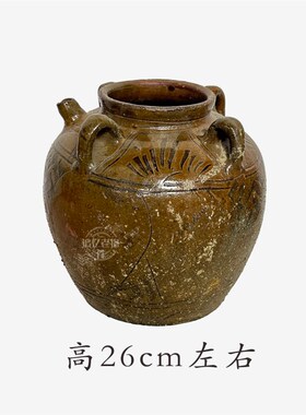 民俗老物件怀旧老陶罐老式大肚陶瓷罐子复古装饰摆件