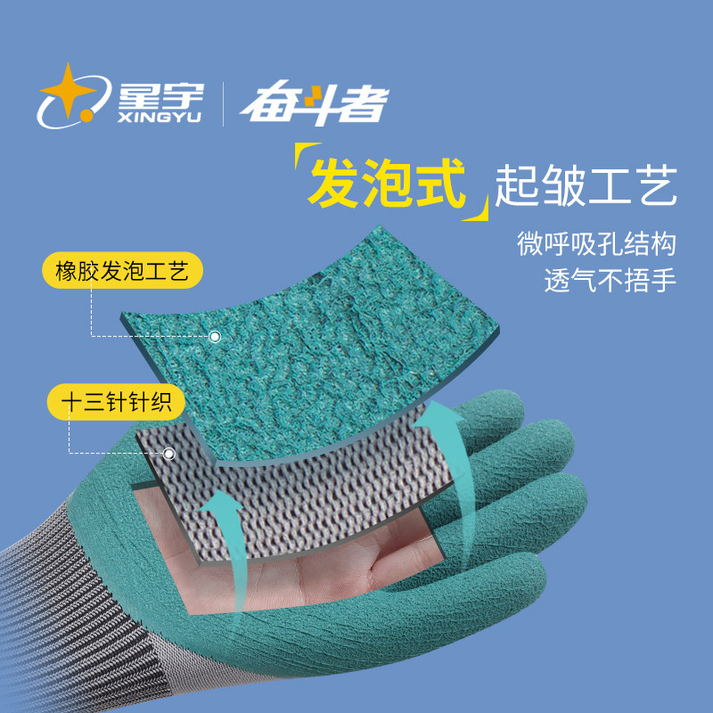 正品星宇劳保耐磨手套轮胎橡胶防滑工作透气结实乳胶建筑工地干活,淘宝优惠券,粉丝福利购,淘宝优惠卷