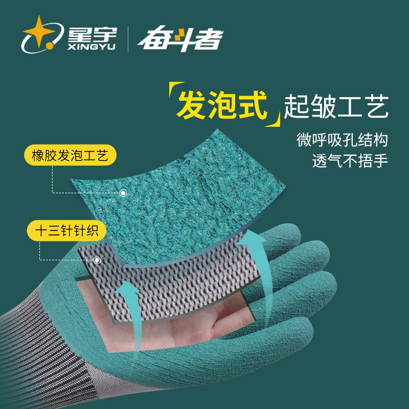 星宇官方轮胎橡胶劳保手套乳胶加厚耐磨王防滑透气建筑工地工作男,淘宝优惠券,粉丝福利购,淘宝优惠卷
