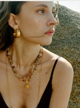 小众叠戴水晶锁骨链甜酷风手链组合珠串简约度假风原创设计项链