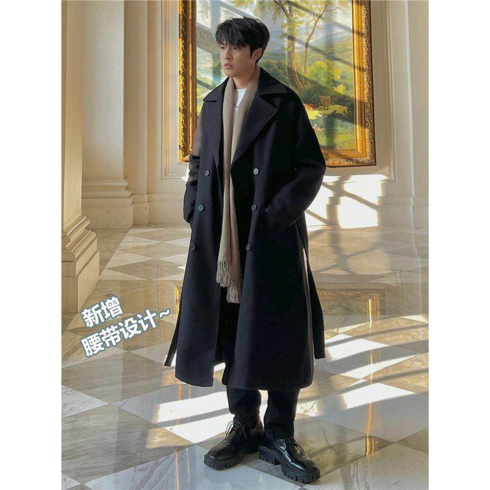 2025秋冬季加绒加厚毛呢大衣男中长款过膝夹棉外套ins潮牌男风衣,淘宝优惠券,粉丝福利购,淘宝优惠卷
