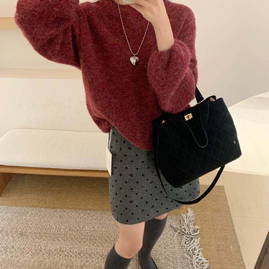法国Rixo Rane?梨形身材波点羊毛呢半身裙女高腰灰色a字包臂短裙,淘宝优惠券,粉丝福利购,淘宝优惠卷
