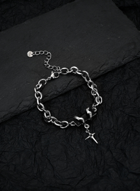 星体缠绕黑钛钢手链男女百搭