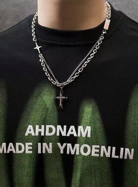 钛钢项链男十字架高级感锁骨链