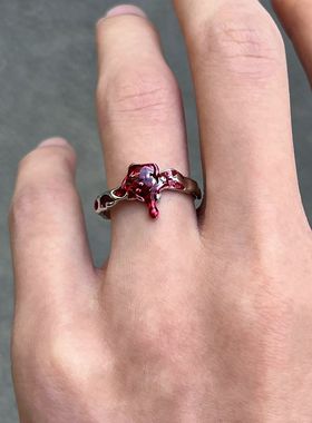 玫瑰指环暗黑小众设计戒指男女