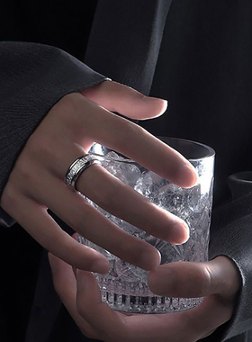 雾凇纹钛钢戒指男潮ins小众