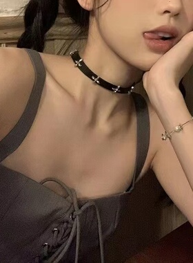 项圈choker十字架皮质项链女款