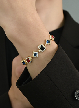 原创小众设计彩色锆石手链男女