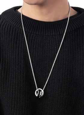 钛钢简约双环项链男潮高级感小众
