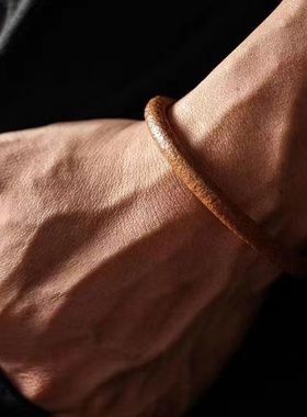 牛皮复古黄铜磁吸手环男女高桥