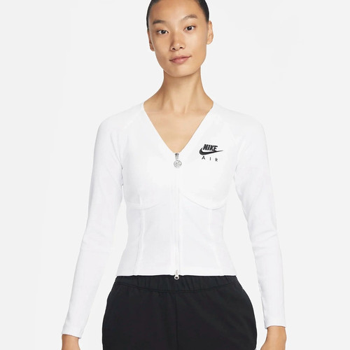 nike耐克女舒适短款休闲拉链紧身长袖T恤鱼骨上衣外套FD2377-100 - 图2