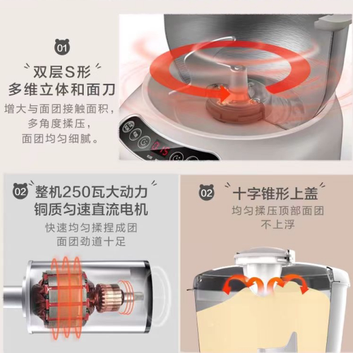 小熊和面机小型多功能全自动揉活面搅拌机7L大容量商用厨师机正品 - 图1