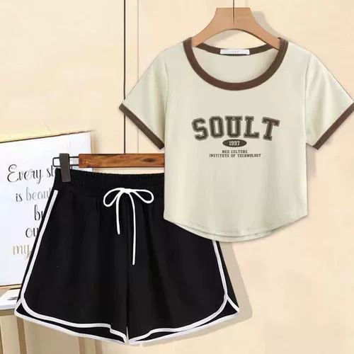 Летний комплект для отдыха, короткая спортивная футболка для школьников, подходит для подростков, по фигуре