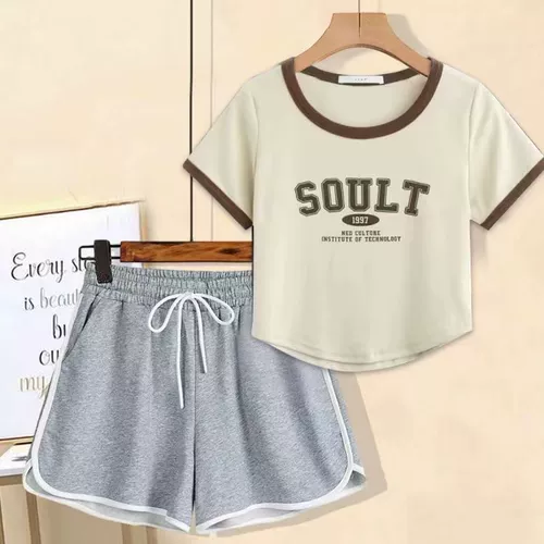 Летний комплект для отдыха, короткая спортивная футболка для школьников, подходит для подростков, по фигуре