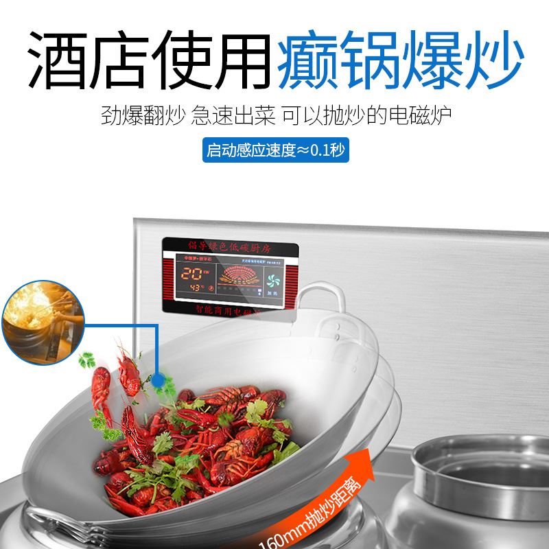 乐创商用电磁灶双头12KW/15KW凹面灶学校食饭工厂厨房双头电炒灶 - 图1