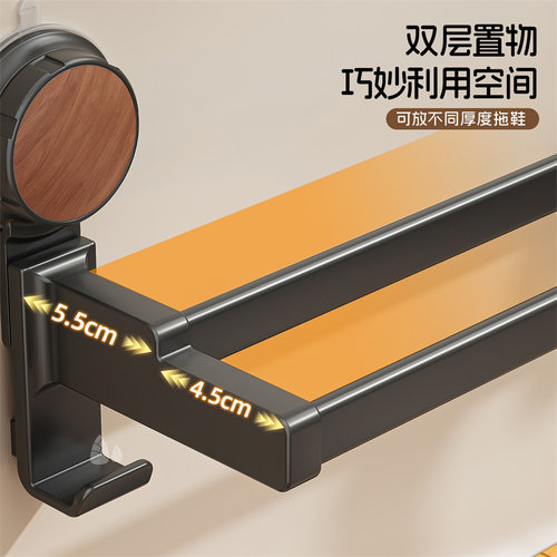 中古风吸盘拖鞋架浴室壁挂免打孔卫生间玄关鞋子收纳神器沥水架 - 图3