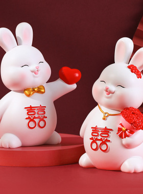 兔子摆件吉祥物树脂工艺装饰品